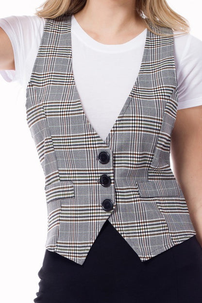 Plaid Tailored Vest