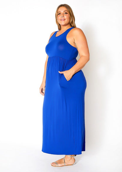 Plus Size Sleeveless Ruched Maxi Dress