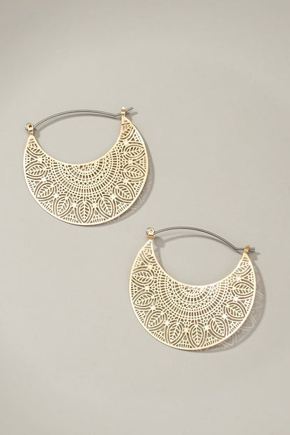 Openwork brass stamping earrings