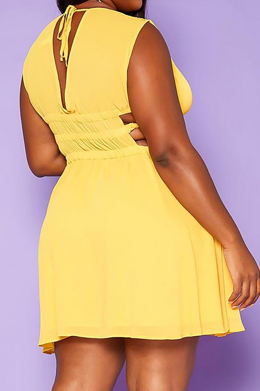 Plus Size Cut Out Design Fit Flare Mini Dress