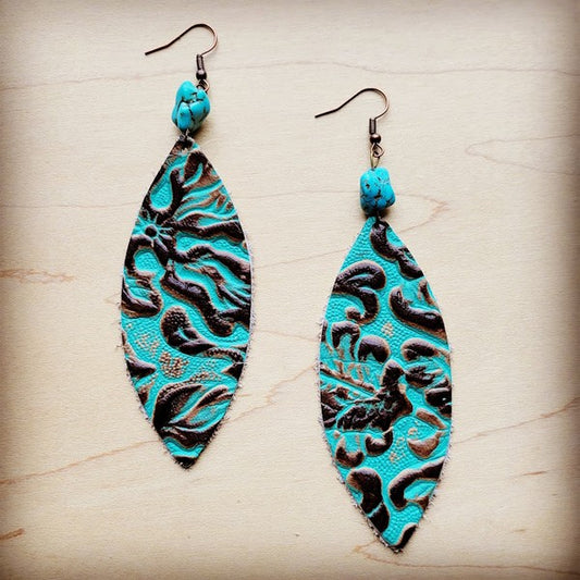 Oval Earrings in Cowboy Turq w/ Turquoise Accent
