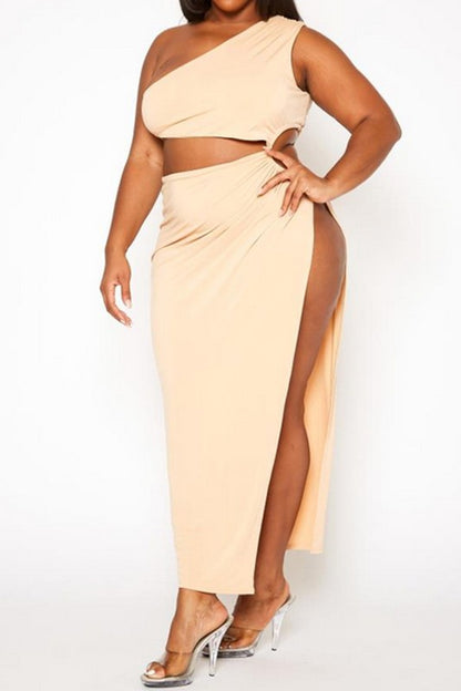 Plus Size High Slit Hem Maxi Dress