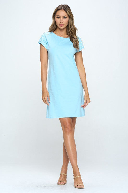 Cap Sleeve Pearls Dress