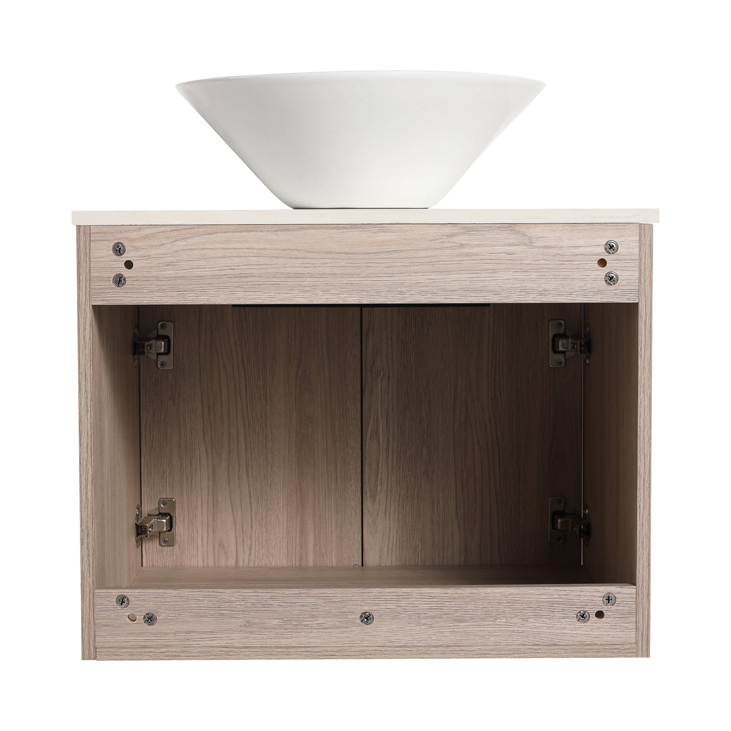 24 " Modern Design Float Bathroom Vanity With Ceramic Basin Set,  Wall Mounted White Oak Vanity  With Soft Close Door,KD-Packing，KD-Packing，2 Pieces Parcel（TOP-BAB217MOWH）