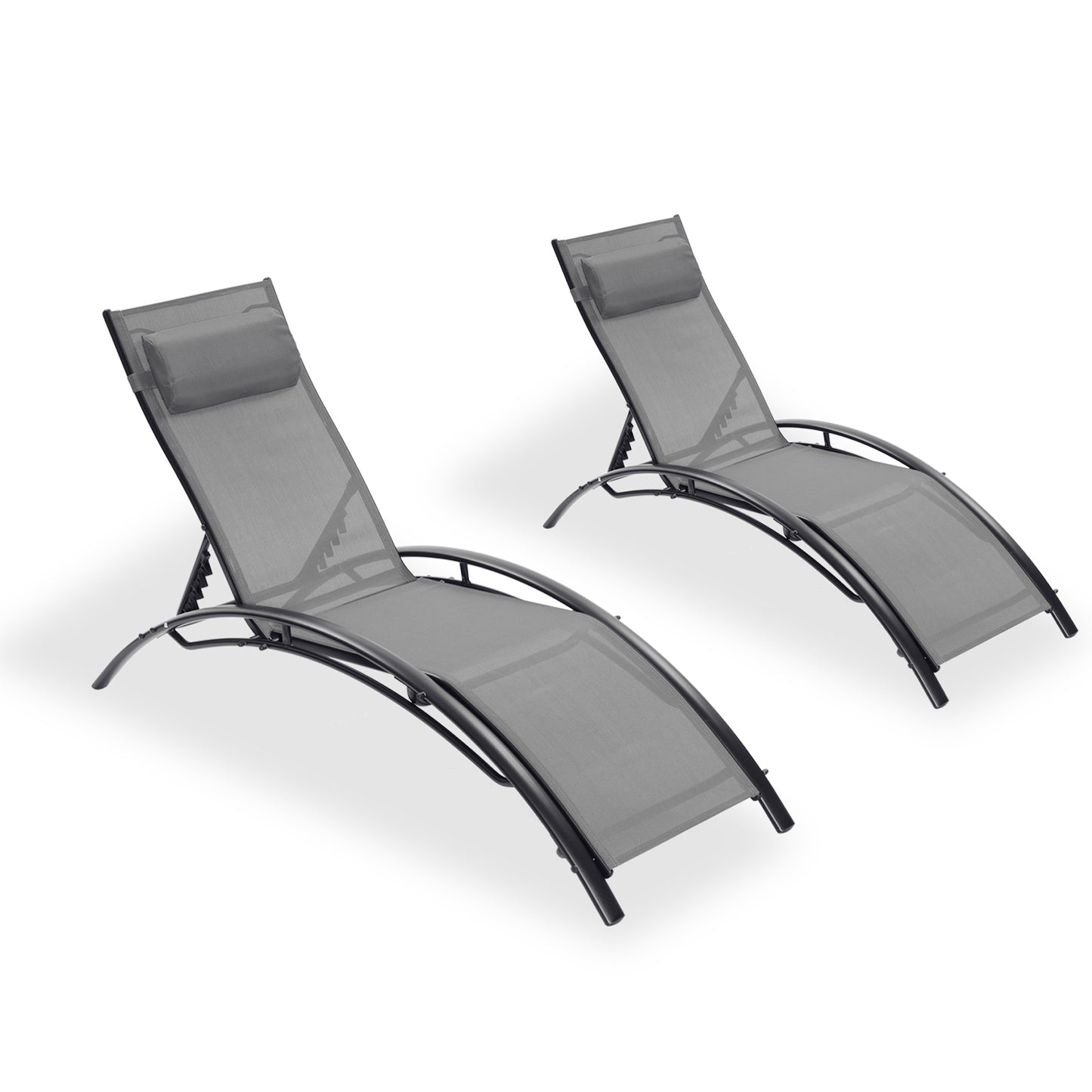 2 PCS Set Chaise Lounge Outdoor Lounge Chair Lounger Recliner Chair For Patio Lawn Beach Pool Side Sunbathing