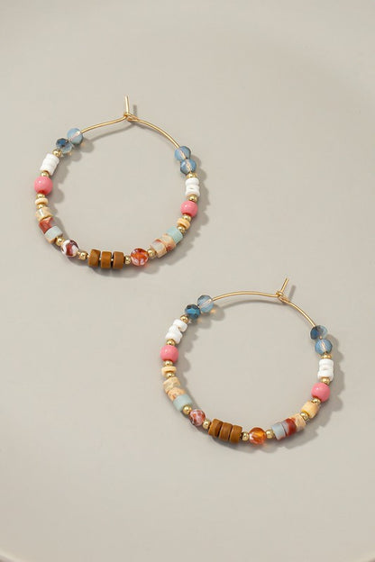 colorful natural stone hoop earrings