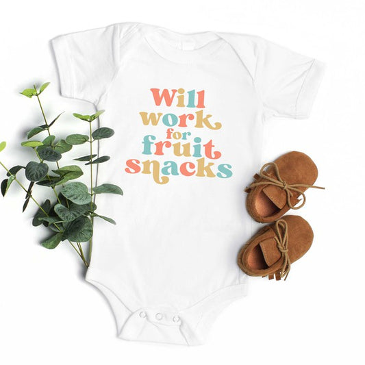 Work For Fruit Snacks Colorful Baby Onesie