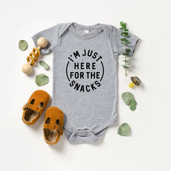 Here For The Snacks Circle Baby Onesie