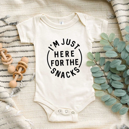 Here For The Snacks Circle Baby Onesie