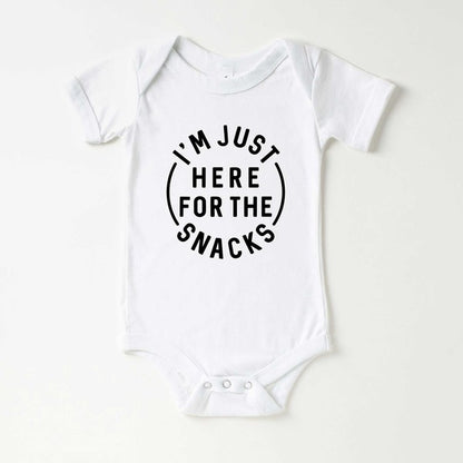 Here For The Snacks Circle Baby Onesie