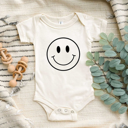 Smiley Face Outline Baby Onesie