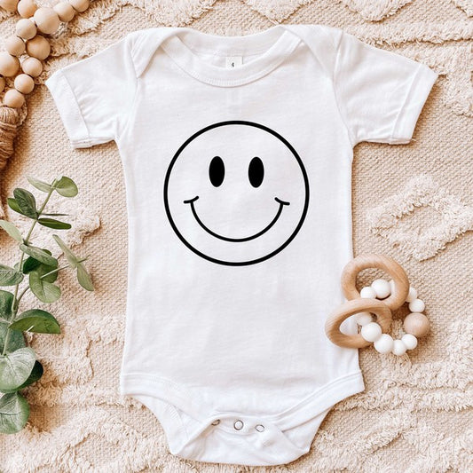 Smiley Face Outline Baby Onesie