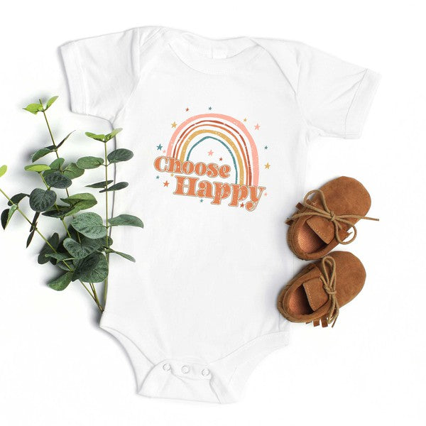 Choose Happy Rainbow Baby Onesie