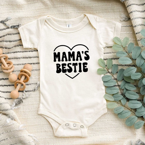 Mama's Bestie Heart Baby Onesie