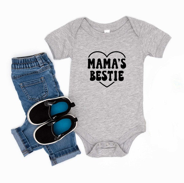 Mama's Bestie Heart Baby Onesie