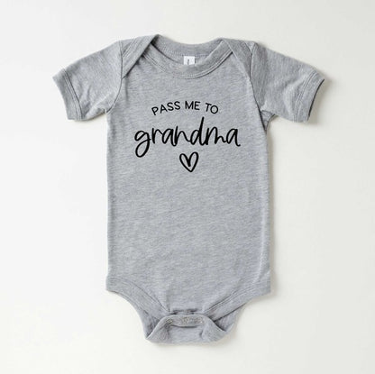 Pass Me To Grandma Heart Baby Onesie