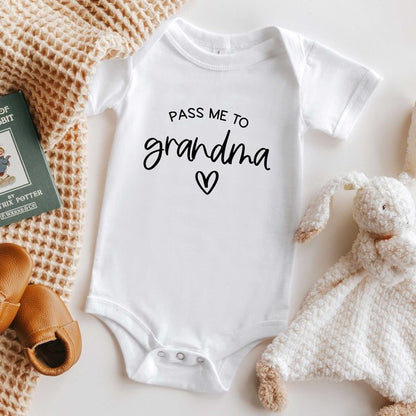 Pass Me To Grandma Heart Baby Onesie