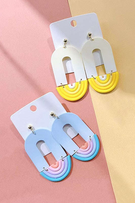 Ombre arch and poly rainbow earrings