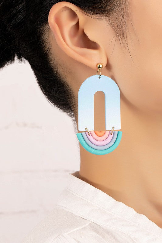 Ombre arch and poly rainbow earrings