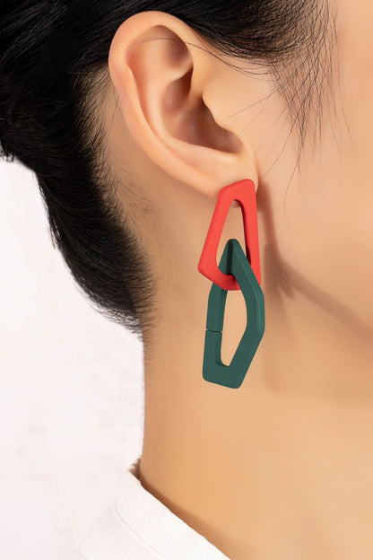 Organic shape chunky link drop earrings