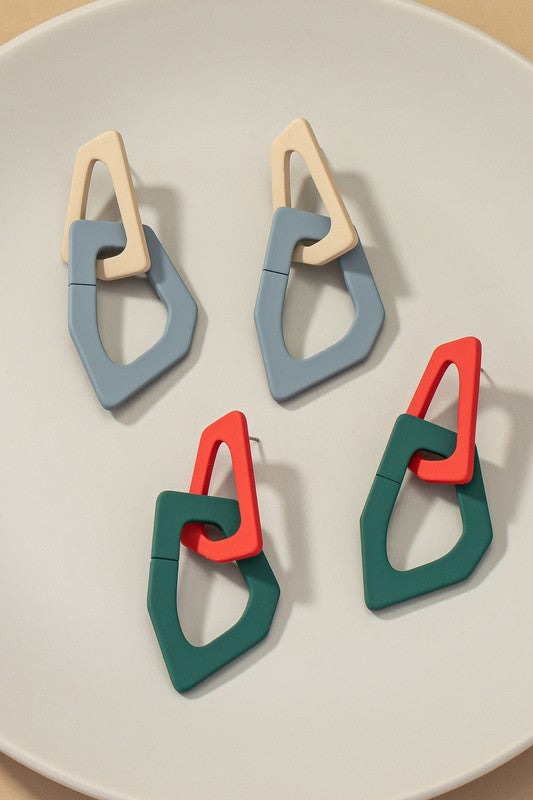 Organic shape chunky link drop earrings