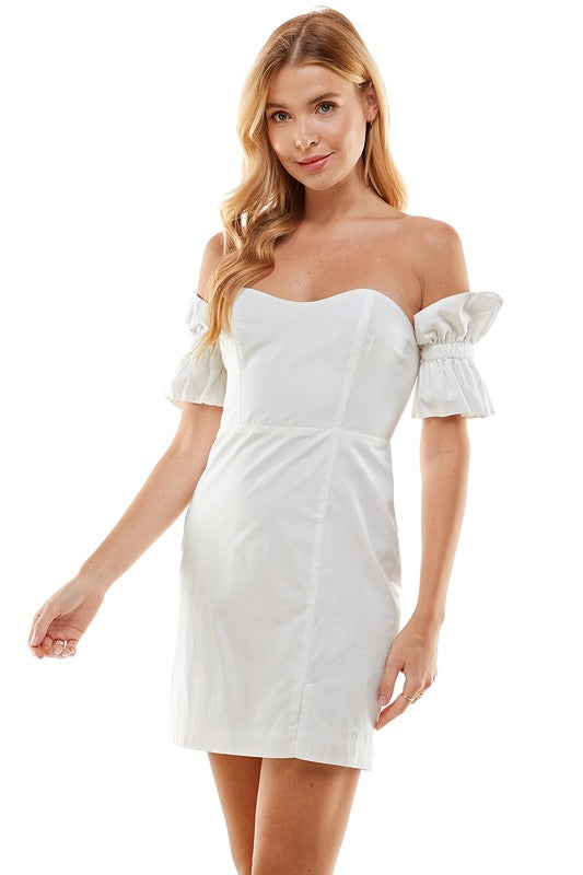 Off Shoulder Ruffle Sleeve Dress