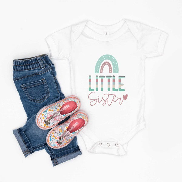 Little Sister Rainbow Baby Onesie