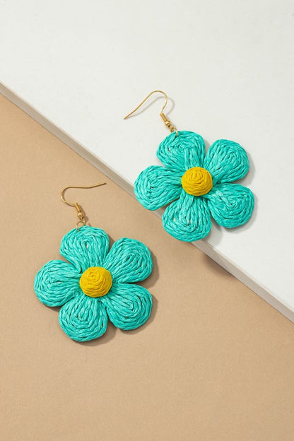 Large flower drop earrings