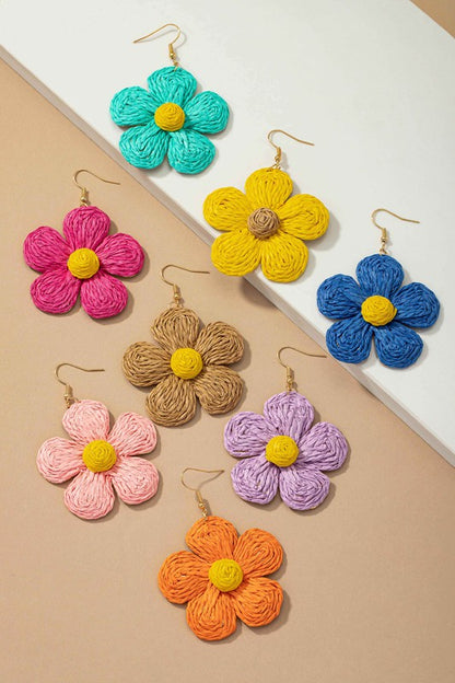 Large flower drop earrings