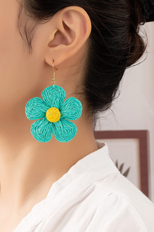 Large flower drop earrings