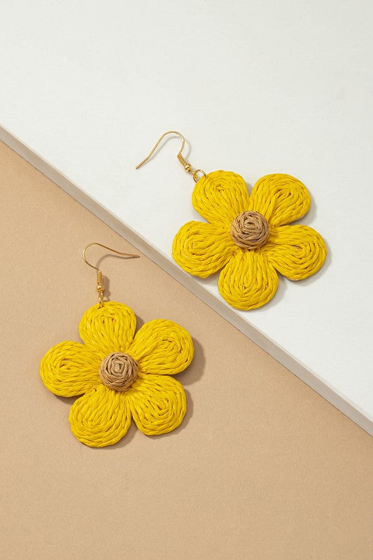 Large flower drop earrings