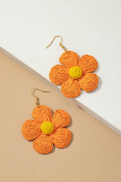 Large flower drop earrings