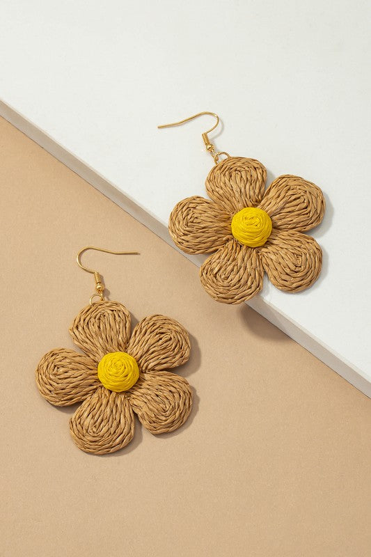 Large flower drop earrings