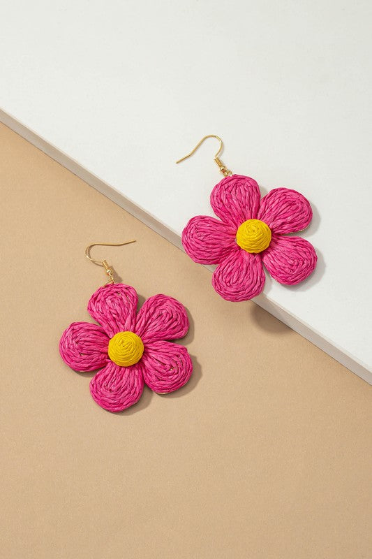 Large flower drop earrings