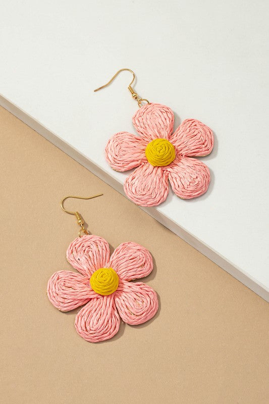 Large flower drop earrings