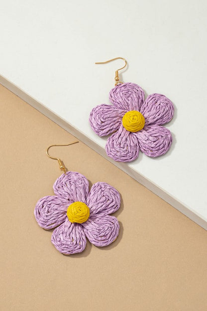 Large flower drop earrings