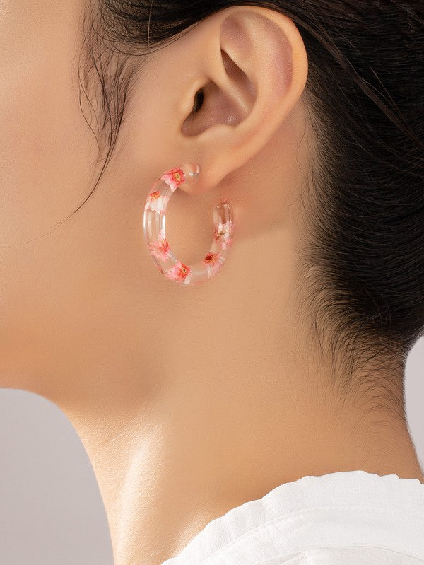 dried flowers hoop earrings