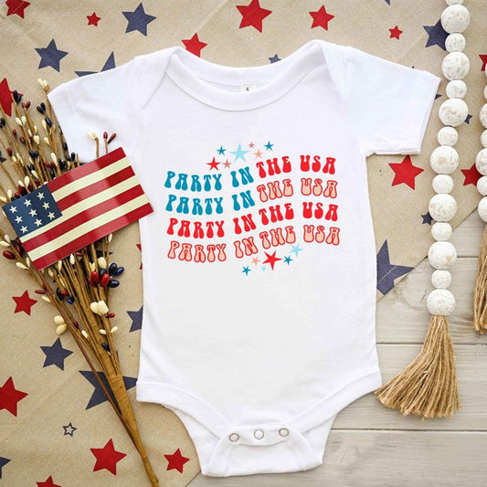 Party In The USA Wavy Baby Onesie