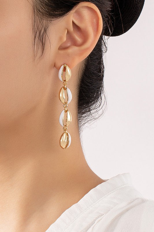 metal puka shells linear drop earrings