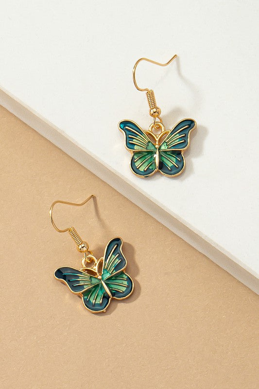 Butterfly drop earrings