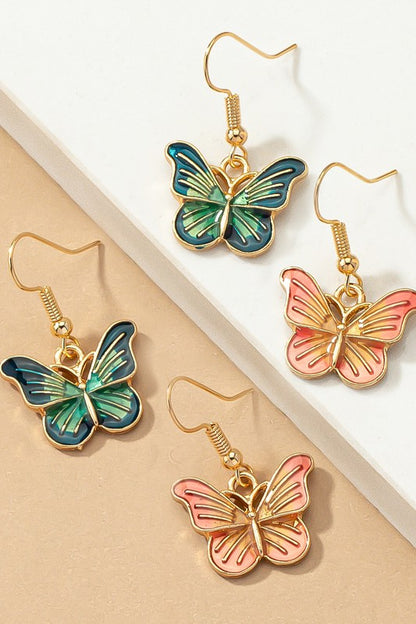 Butterfly drop earrings