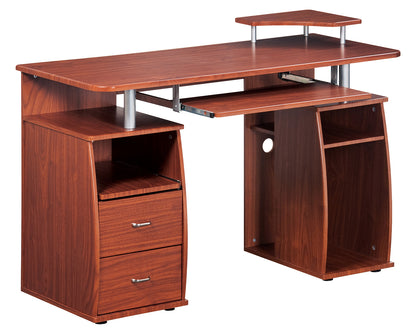 Techni Mobili Complete Computer Workstation Desk With Storage, Mahogany