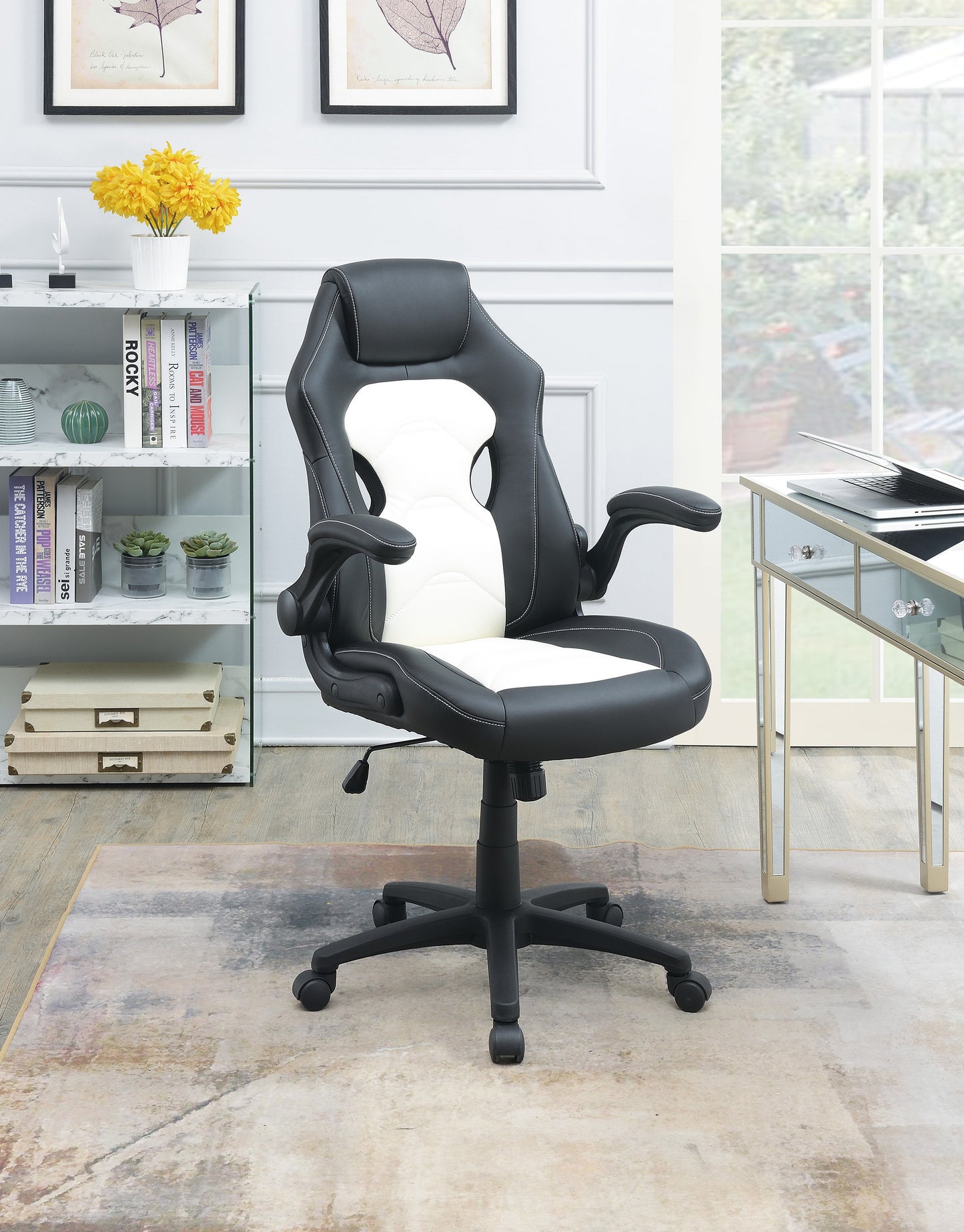 Adjustable Heigh Executive Office Chair, Black and White