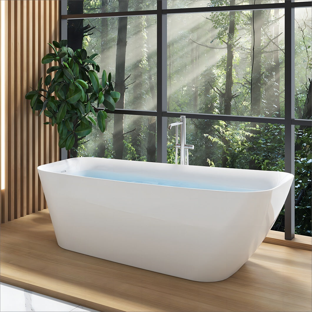 66" 100% Acrylic Freestanding Bathtub，Contemporary Soaking Tub，white Bathtub