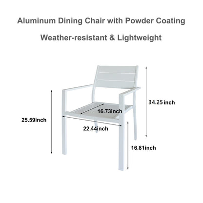 4 Pieces Outdoor Dining Chairs Aluminum Patio Stackable Dining Chairs for Deck or Indoor, Weather-Resistant No Assembly, White