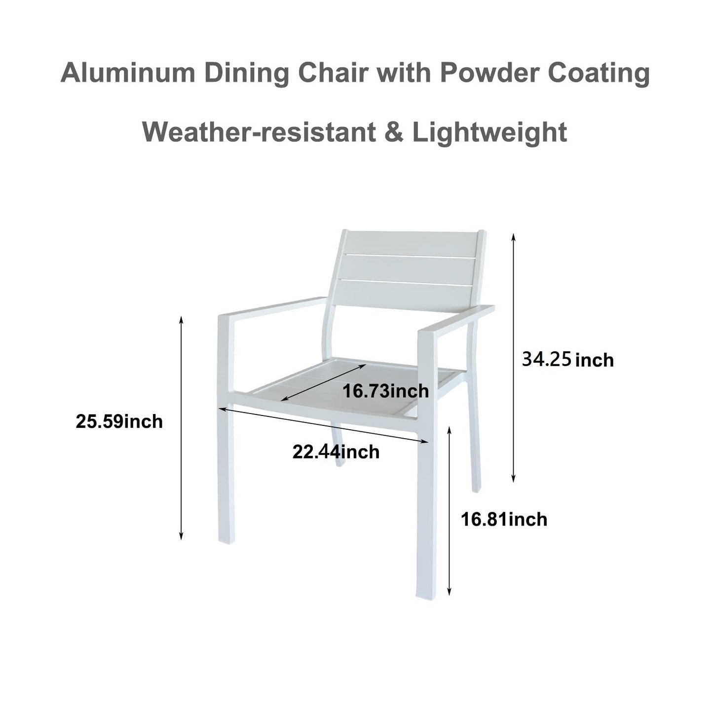 6 Pieces Outdoor Dining Chairs Aluminum Patio Stackable Dining Chairs for Deck or Indoor, Weather-Resistant No Assembly, White