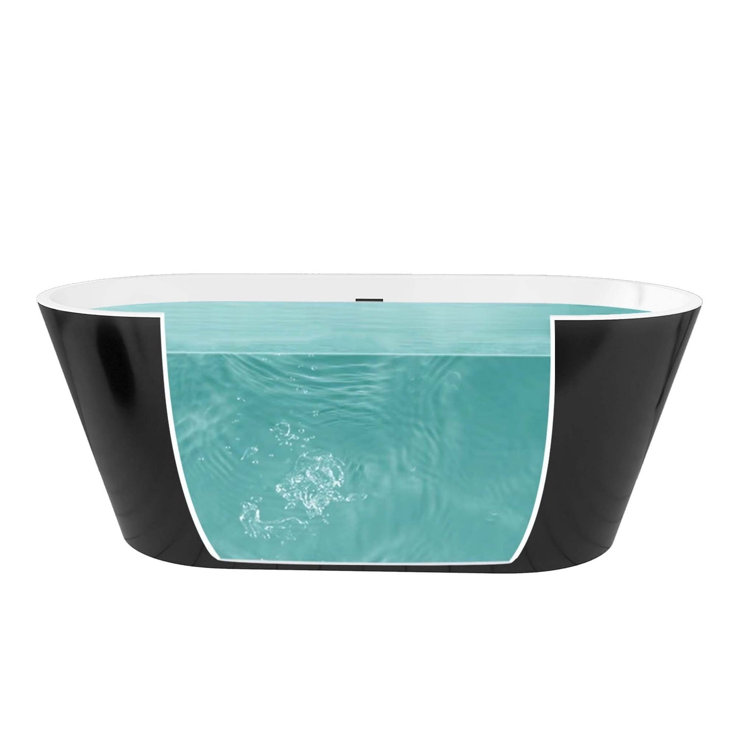 55" Acrylic Free Standing Tub - Classic Oval Shape Soaking Tub, Adjustable Freestanding Bathtub with Integrated Slotted Overflow and Chrome Pop-up Drain Anti-clogging Gloss Black