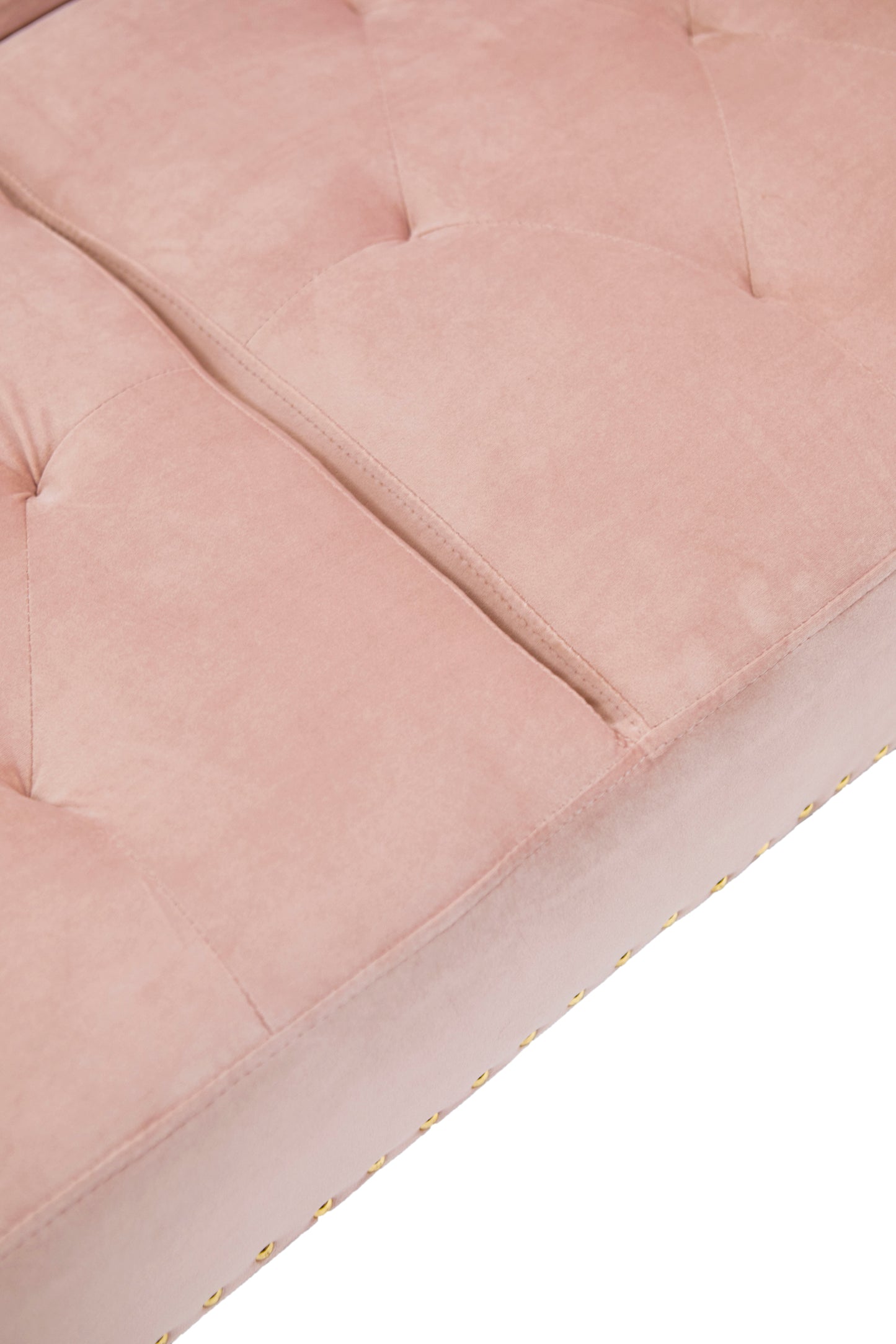 [New+Video]Pink velvet nail head sofa bed with throw pillow and midfoot