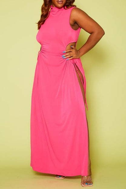 Plus Size Mock Neck Cut Out Maxi Dress