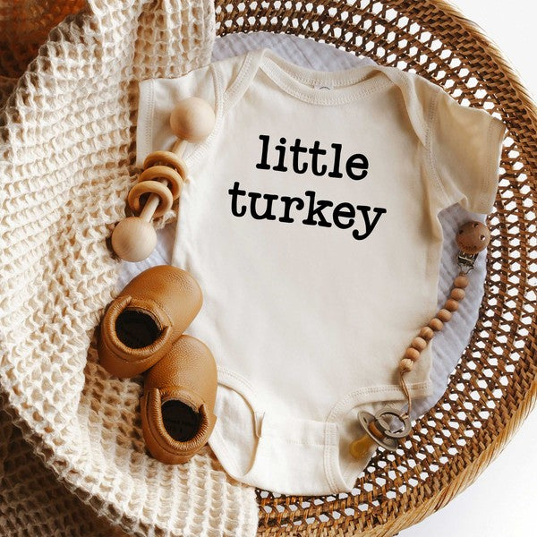 Little Turkey Typewriter Baby Onesie